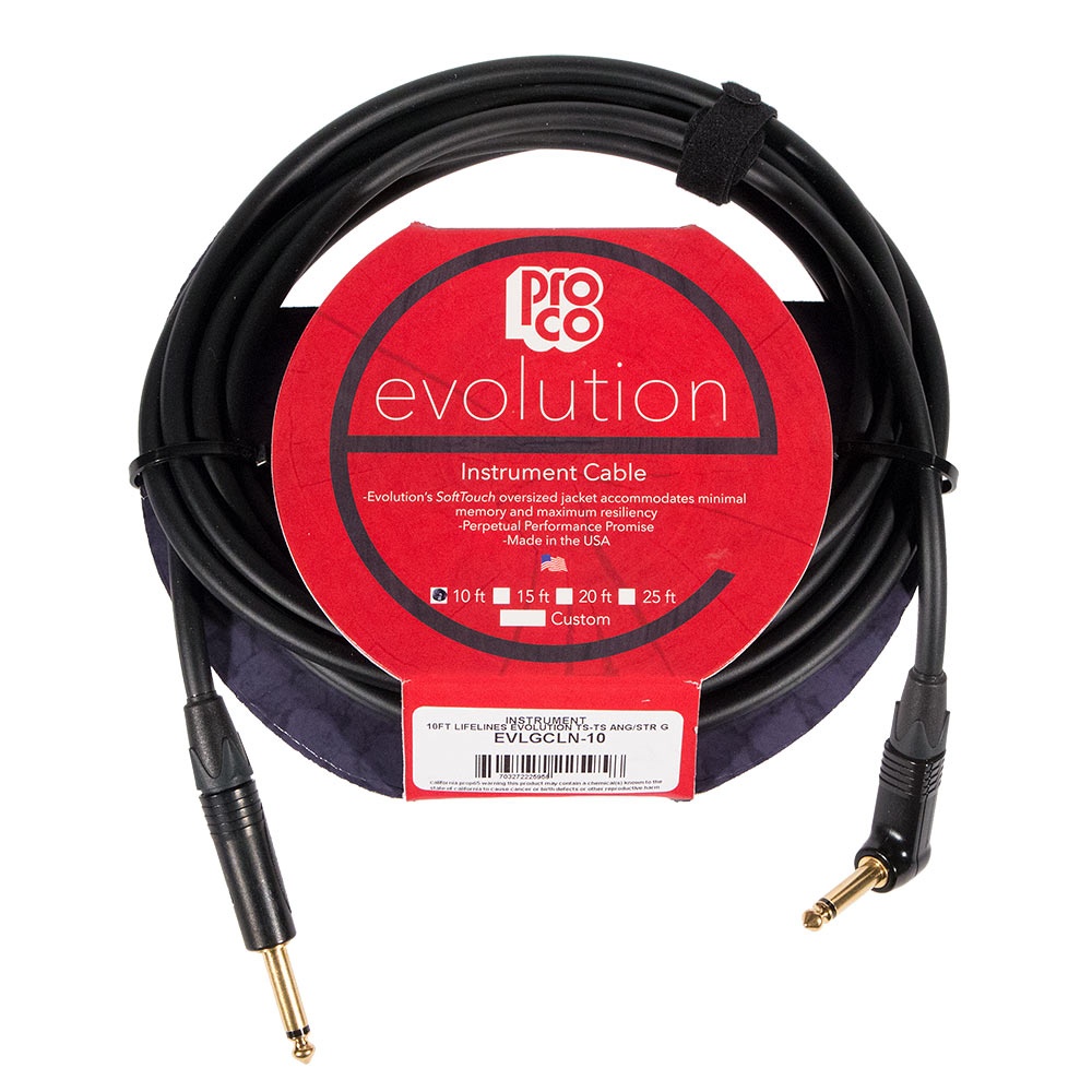 Proco EVLGCLN-10 Evolution kitarajohto kulmaplugilla, 3m Proco EVLGCLN-10 Evolution kitarajohto kulmaplugilla, 3m