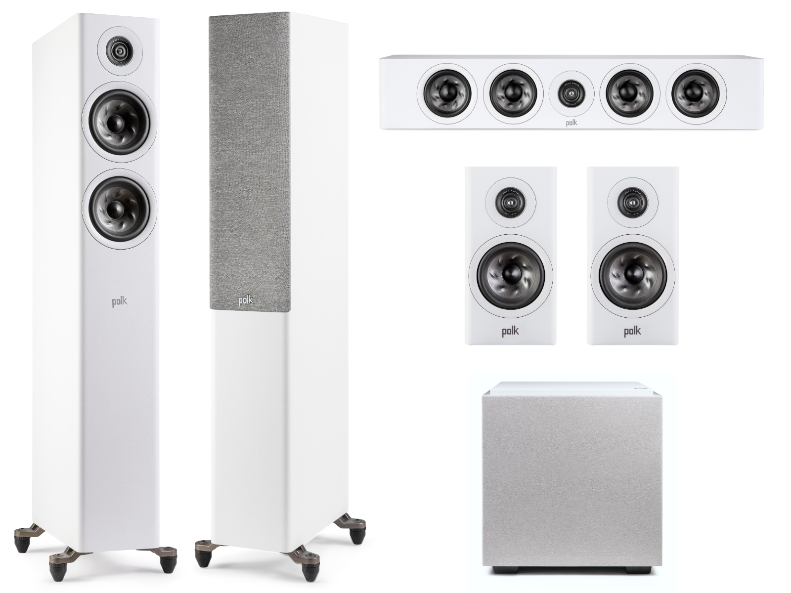 Polk Audio Reserve 5.1-kaiutinsarja, valkoinen Polk Audio Reserve 5.1-kaiutinsarja, valkoinen