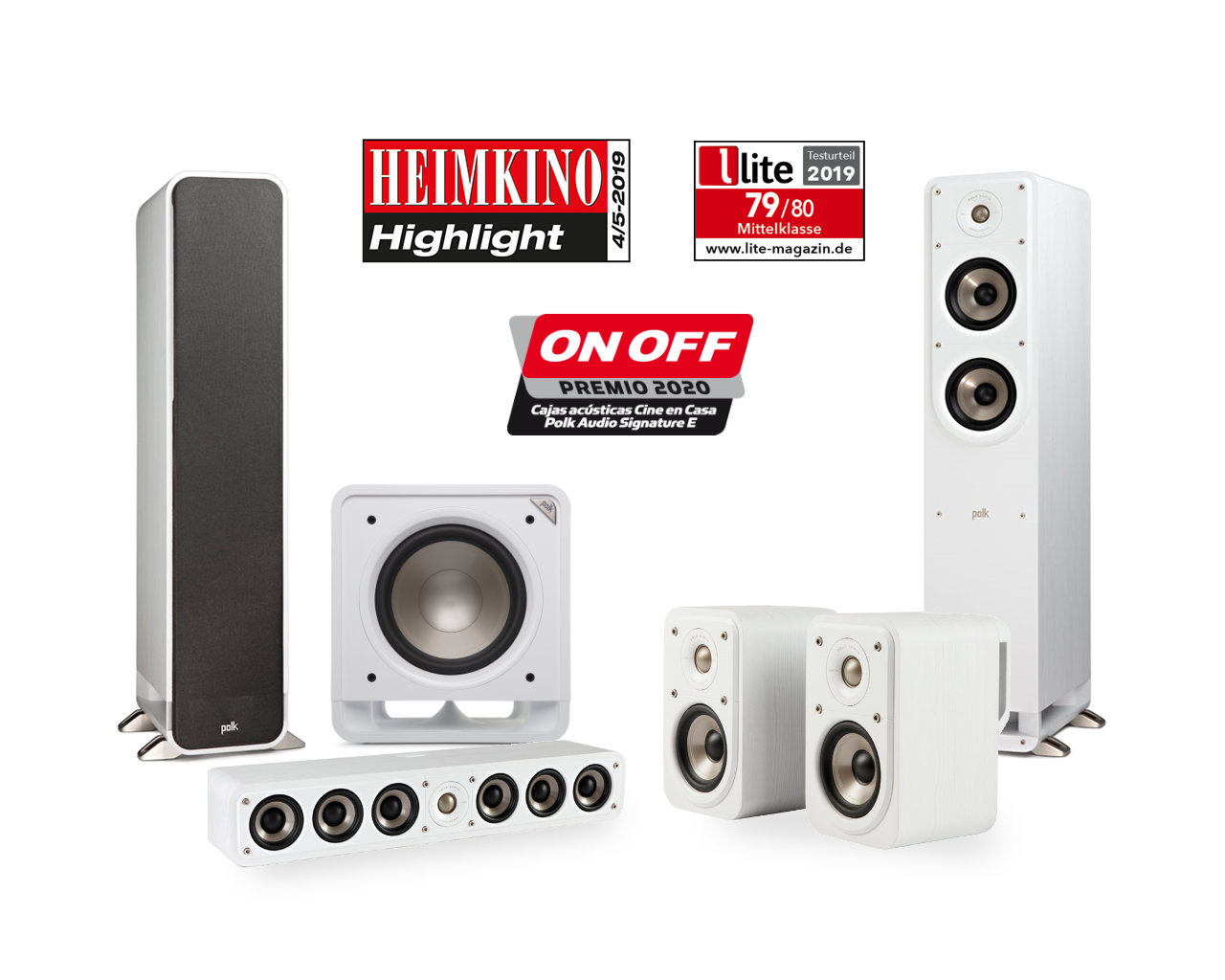 Polk Audio Signature E 5.1 kaiutinsarja, valkoinen Polk Audio Signature E 5.1 kaiutinsarja, valkoinen