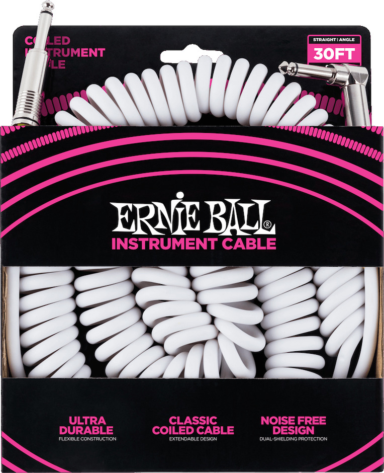Ernie Ball EB-6045 kierretty instrumenttikaapeli, valkoinen Ernie Ball EB-6045 kierretty instrumenttikaapeli, valkoinen