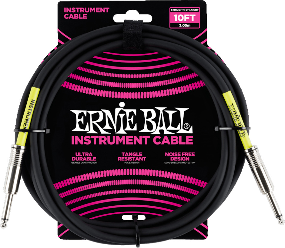 Ernie Ball EB-6048 3m suora instrumenttikaapeli, musta Ernie Ball EB-6048 3m suora instrumenttikaapeli, musta
