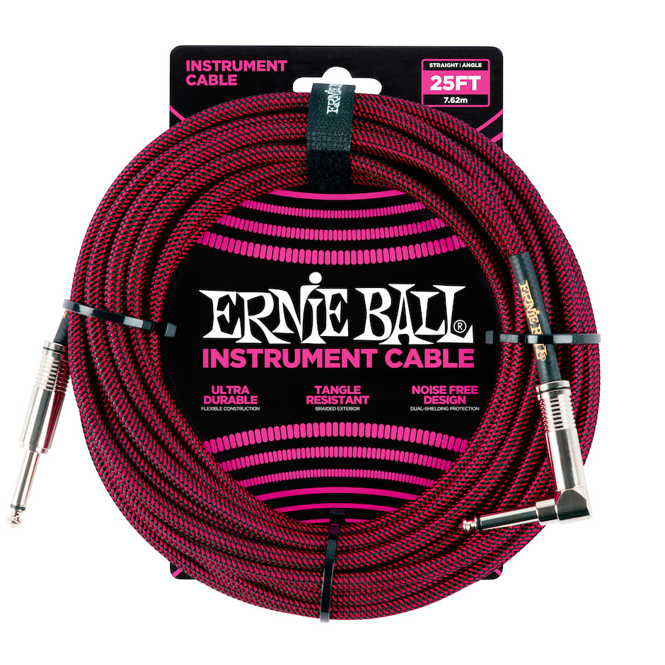 Ernie Ball EB-6062 7.5m instrumenttikaapeli, musta/punainen Ernie Ball EB-6062 7.5m instrumenttikaapeli, musta/punainen