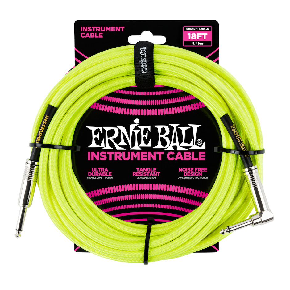 Ernie Ball EB-6080 3m instrumenttikaapeli, neon keltainen Ernie Ball EB-6080 3m instrumenttikaapeli, neon keltainen
