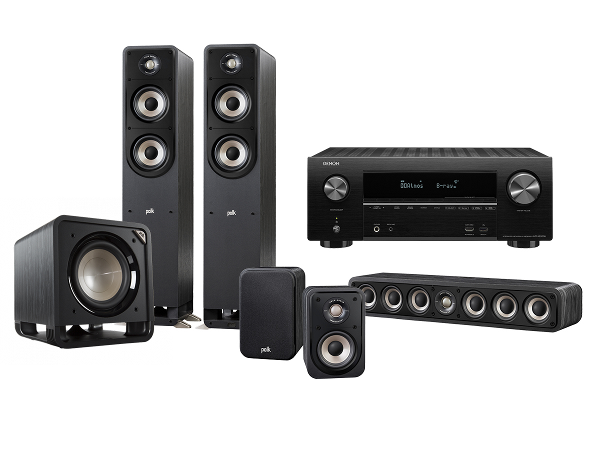 kotiteatteripaketti Denon AVR-X2700H + Polk Signature E 5.1 kaiutinsarja, musta kotiteatteripaketti Denon AVR-X2700H + Polk Signature E 5.1 kaiutinsarja, musta