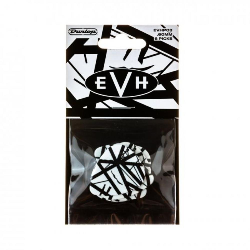 DUNLOP EVH WHITE WITH BLACK STRIPES PLEKTRAT, 6KPL