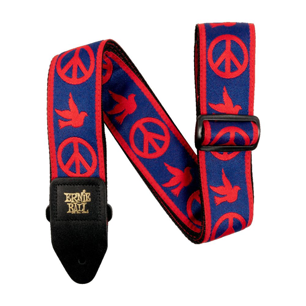 Ernie Ball EB-4698 Peace Love Dove Strap, Red & Blue kitarahihna Ernie Ball EB-4698 Peace Love Dove Strap, Red & Blue kitarahihna