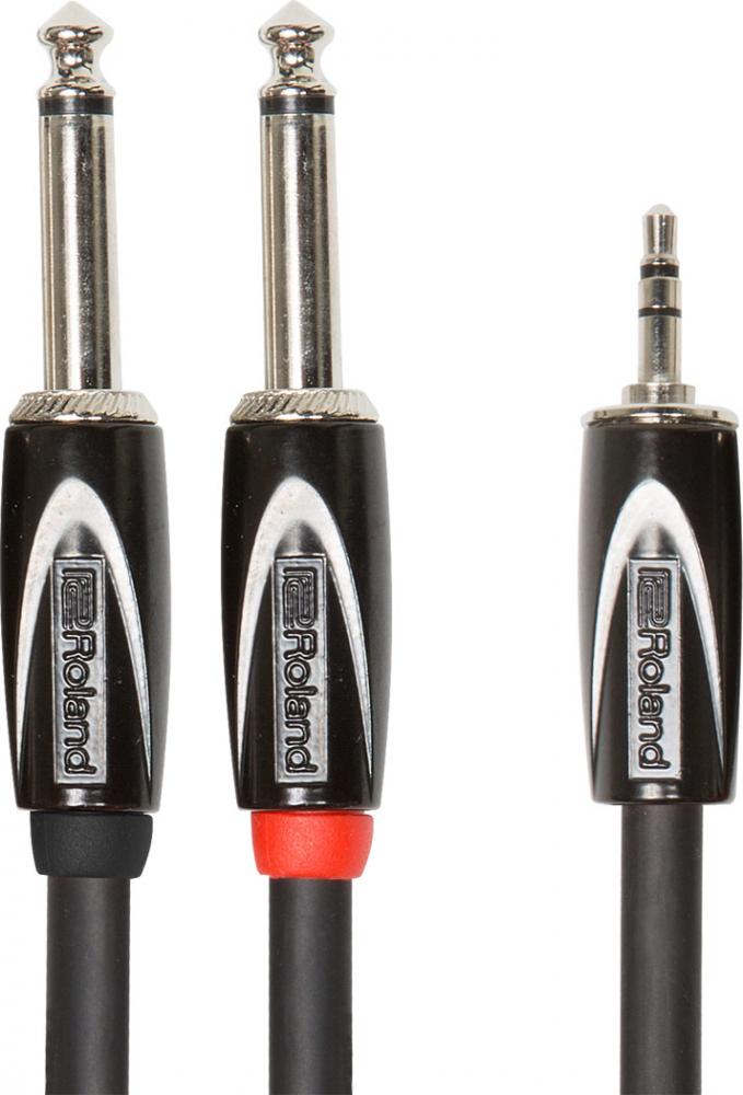 Roland 2 x 6,3 mm mono uros - 3,5 mm stereo uros -audiokaapeli Roland 2 x 6,3 mm mono uros - 3,5 mm stereo uros -audiokaapeli