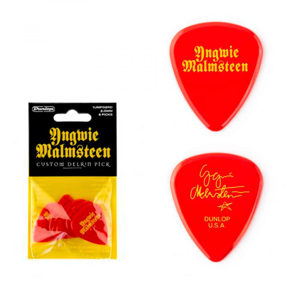 Dunlop Yngwie Malmsteen red 2.0 mm plektra, 6kpl Dunlop Yngwie Malmsteen red 2.0 mm plektra, 6kpl