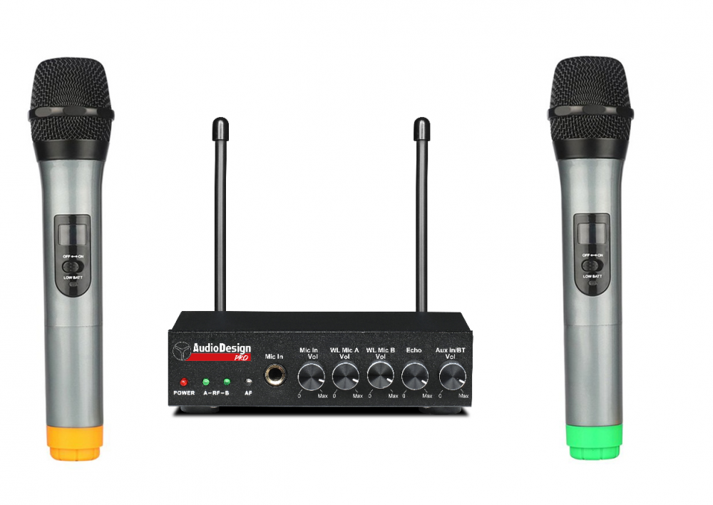 AudioDesignPRO PMU 502M kaksi langatonta mikrofonia ja minimikseri AudioDesignPRO PMU 502M kaksi langatonta mikrofonia ja minimikseri