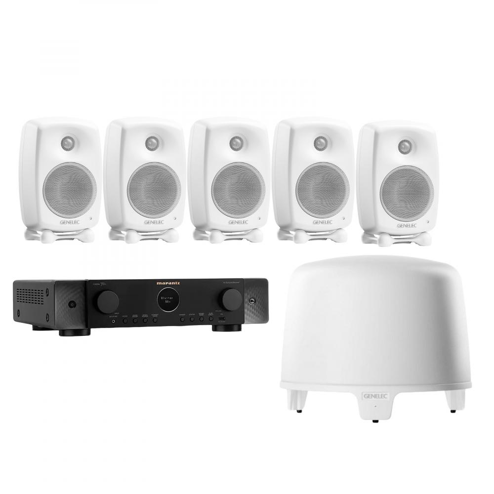 Kotiteatteripaketti Marantz Cinema 70s + Genelec G Two ja F One 5.1-kaiutinjärjestelmä, valkoinen Kotiteatteripaketti Marantz Cinema 70s + Genelec G Two ja F One 5.1-kaiutinjärjestelmä, valkoinen