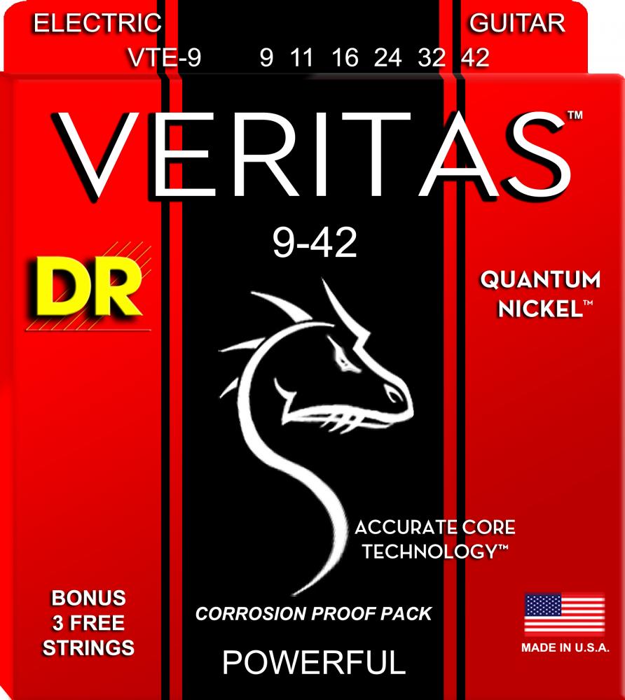 DR Strings Veritas VTE-9 sähkökitaran kielisarja, 09-42 DR Strings Veritas VTE-9 sähkökitaran kielisarja, 09-42