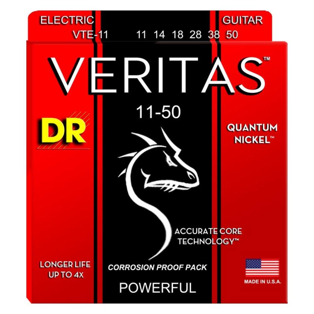 DR Strings Veritas VTE-11 sähkökitaran kielisarja, 11-50 DR Strings Veritas VTE-11 sähkökitaran kielisarja, 11-50