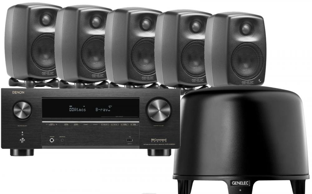 Kotiteatteripaketti Denon AVC-X3800H + Genelec G One ja F One 5.1-kaiutinjärjestelmä, musta Kotiteatteripaketti Denon AVC-X3800H + Genelec G One ja F One 5.1-kaiutinjärjestelmä, musta