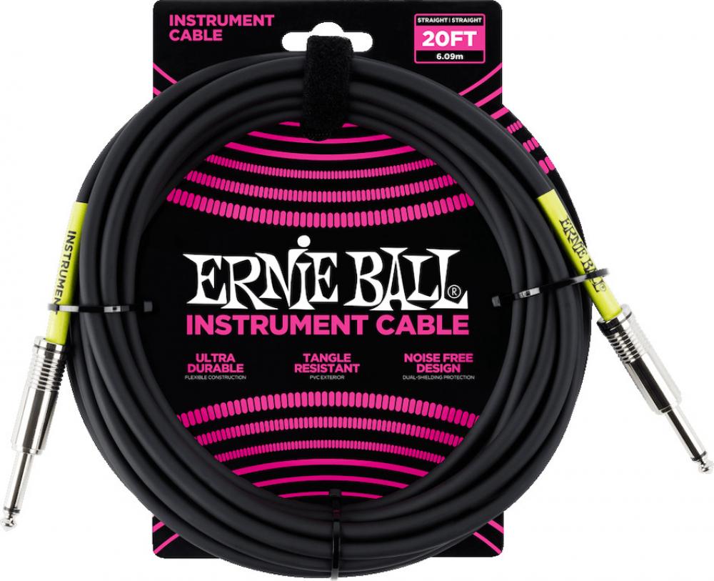 Ernie Ball EB-6046 6 m suora instrumenttikaapeli, musta Ernie Ball EB-6046 6 m suora instrumenttikaapeli, musta