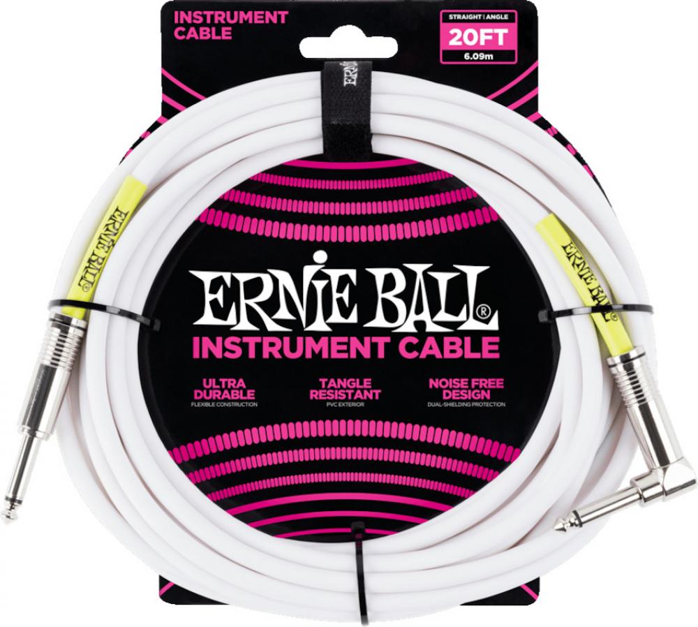 Ernie Ball EB-6047 6 m instrumenttikaapeli, valkoinen Ernie Ball EB-6047 6 m instrumenttikaapeli, valkoinen