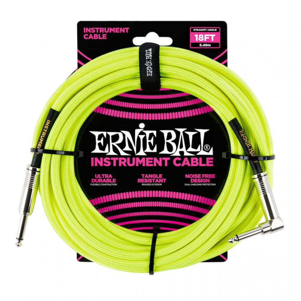 Ernie Ball EB-6085 5,4 m instrumenttikaapeli, neonkeltainen Ernie Ball EB-6085 5,4 m instrumenttikaapeli, neonkeltainen