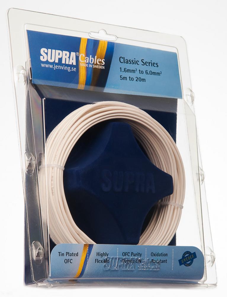 Supra Classic 2x4.0mm2 valkoinen kaiutinjohto, 5m paketti
