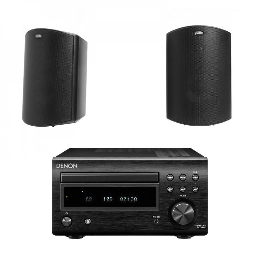 Sauna-/terassipaketti Denon RCD-M41 + Polk Audio Atrium 5, musta Sauna-/terassipaketti Denon RCD-M41 + Polk Audio Atrium 5, musta