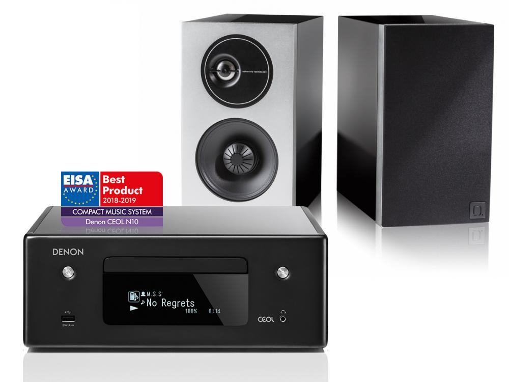 Esittelykappaleet, Stereopaketti Denon RCD-N10 + Definitive Technology Demand D9, valkoinen Esittelykappaleet, Stereopaketti Denon RCD-N10 + Definitive Technology Demand D9, valkoinen