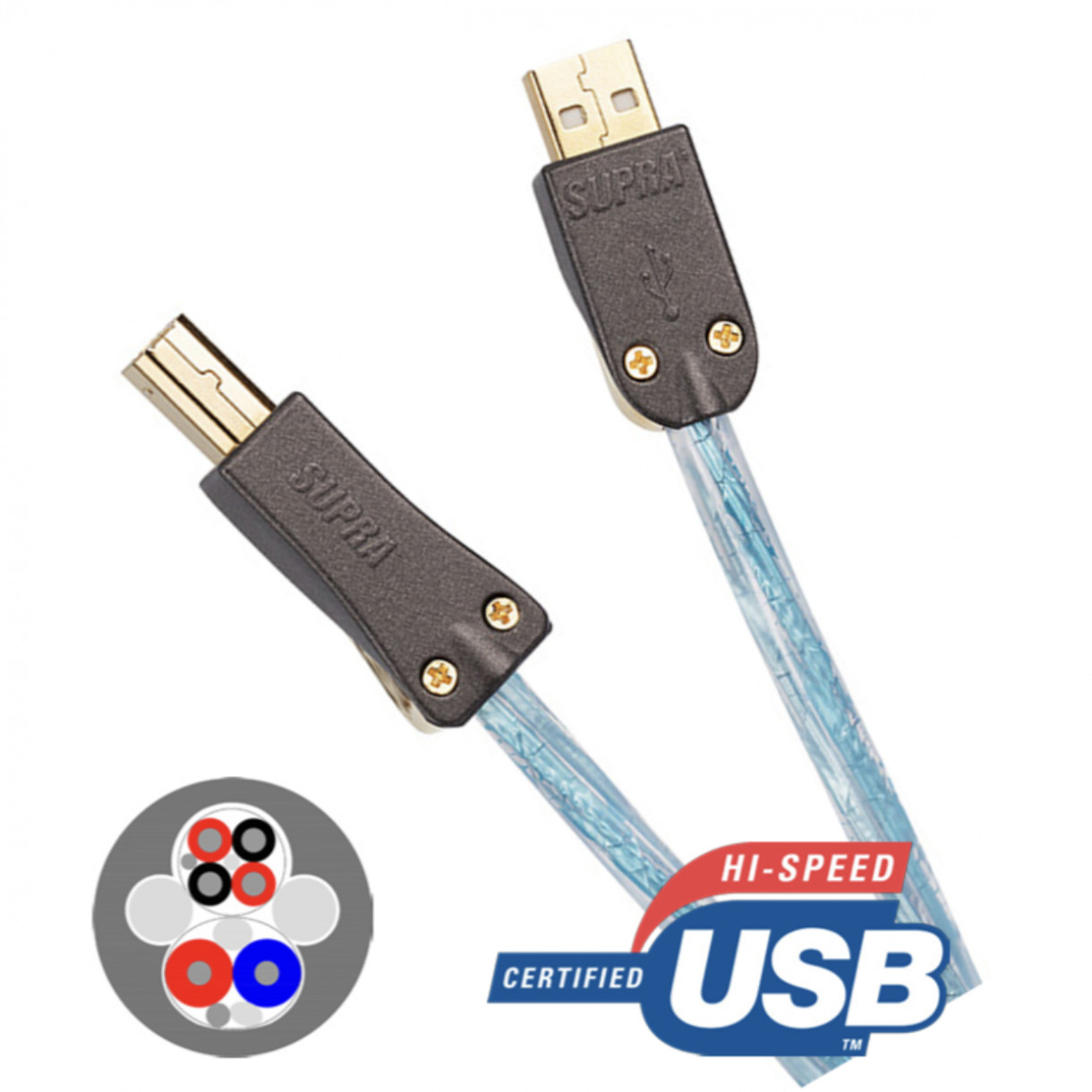 Supra EXCALIBUR USB2.0 A-B -kaapeli, 3m Supra EXCALIBUR USB2.0 A-B -kaapeli, 3m