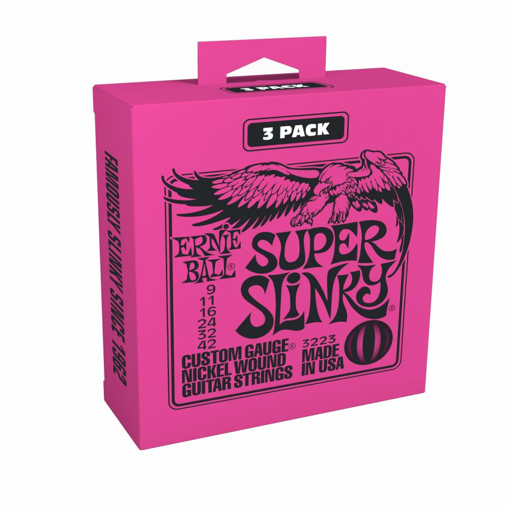 Ernie Ball EB-3223 3-pack Super Slinky sähkökitaran kielisetti Ernie Ball EB-3223 3-pack Super Slinky sähkökitaran kielisetti