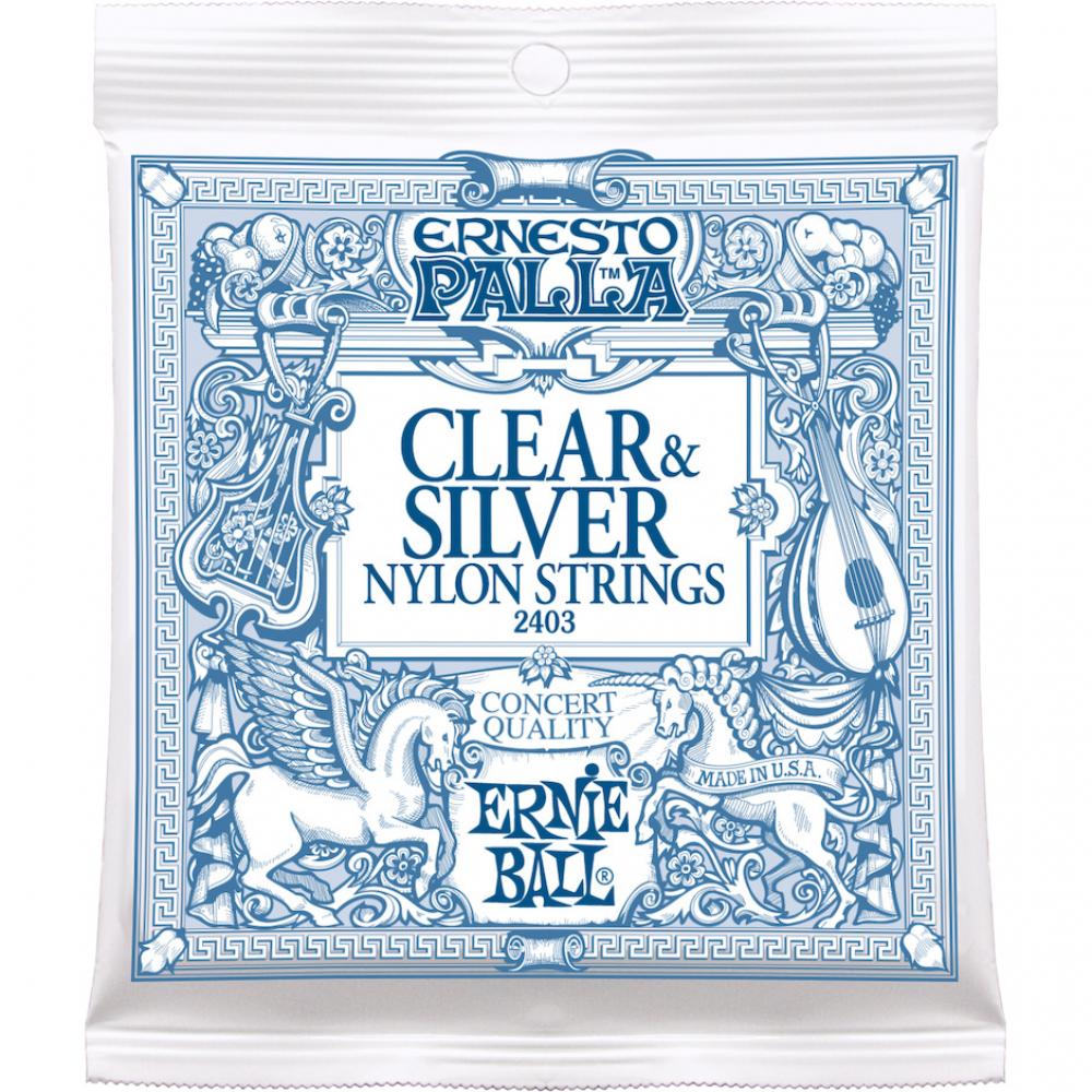 Ernie Ball EB-2403 Clear & Silver Nylon Klassisen kitaran kielisarja Ernie Ball EB-2403 Clear & Silver Nylon Klassisen kitaran kielisarja