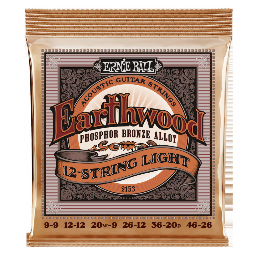 Ernie Ball EB-2153 Earthwood Phosphor Bronze 12-str Light akustisen kitaran kielisarja Ernie Ball EB-2153 Earthwood Phosphor Bronze 12-str Light akustisen kitaran kielisarja