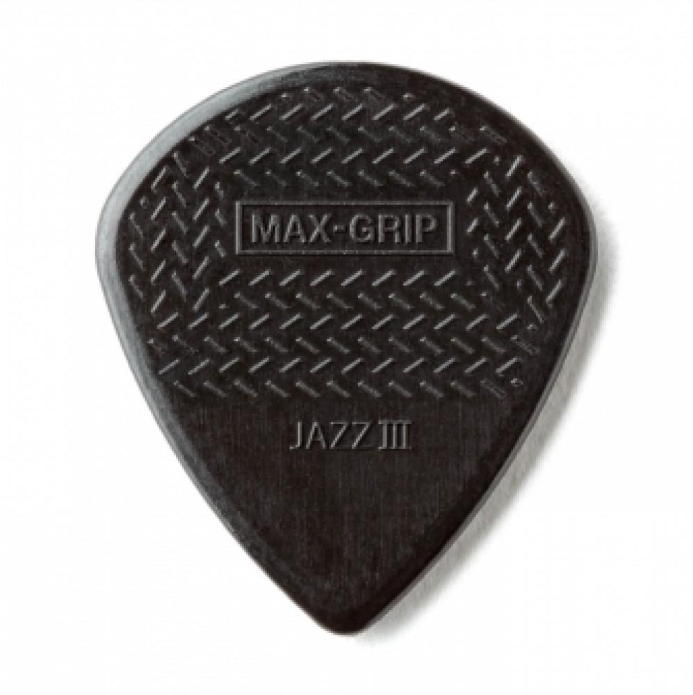 Dunlop NYLON MAX GRIP JAZZ III STIFFO musta plektra, 6kpl