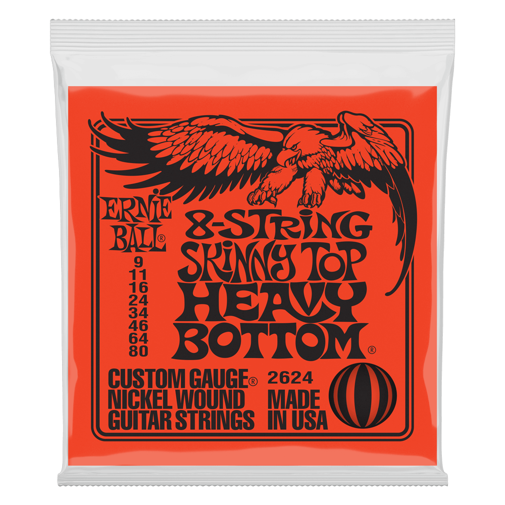 Ernie Ball EB-2624 8-string Skinny Top Heavy Bottom 9-80 kielet 8-kieliselle sähkökitaralle