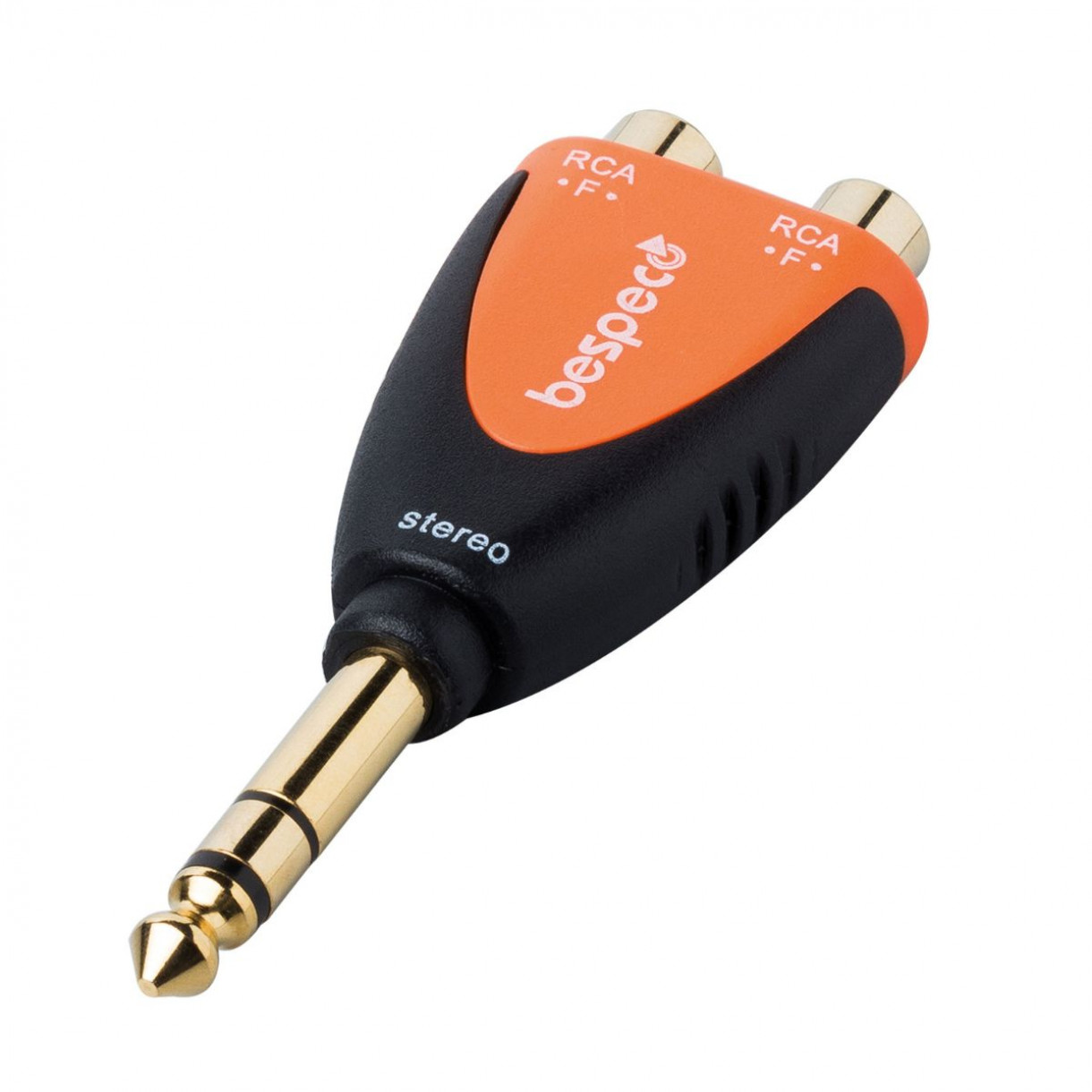 Bespeco SLAD370 6,3 mm stereoplugi - 2 x RCA -jakki adapteri Bespeco SLAD370 6,3 mm stereoplugi - 2 x RCA -jakki adapteri