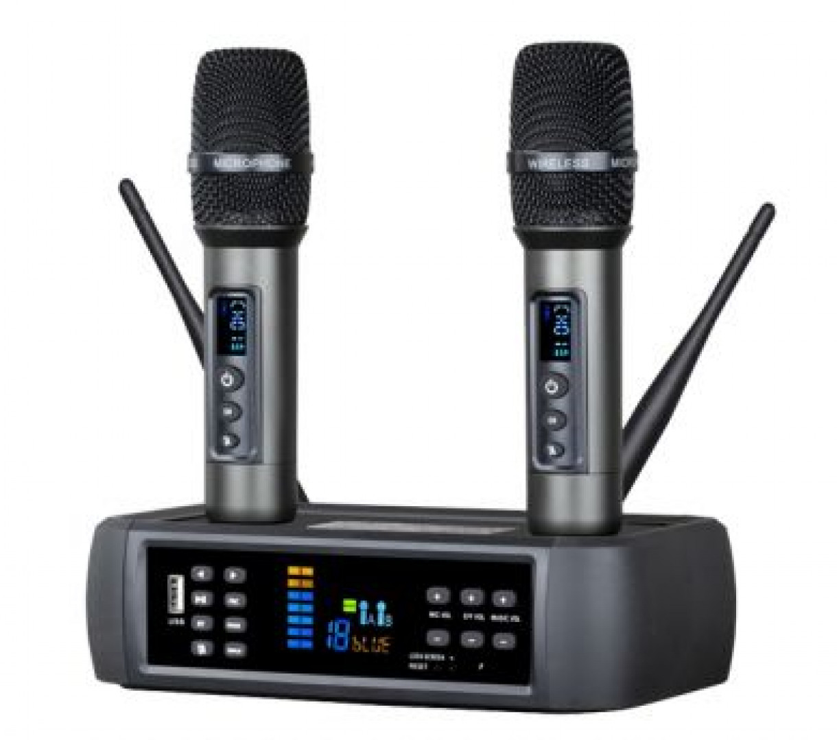Karma Orbit24 karaokemikseri ja kaksi langatonta mikrofonia