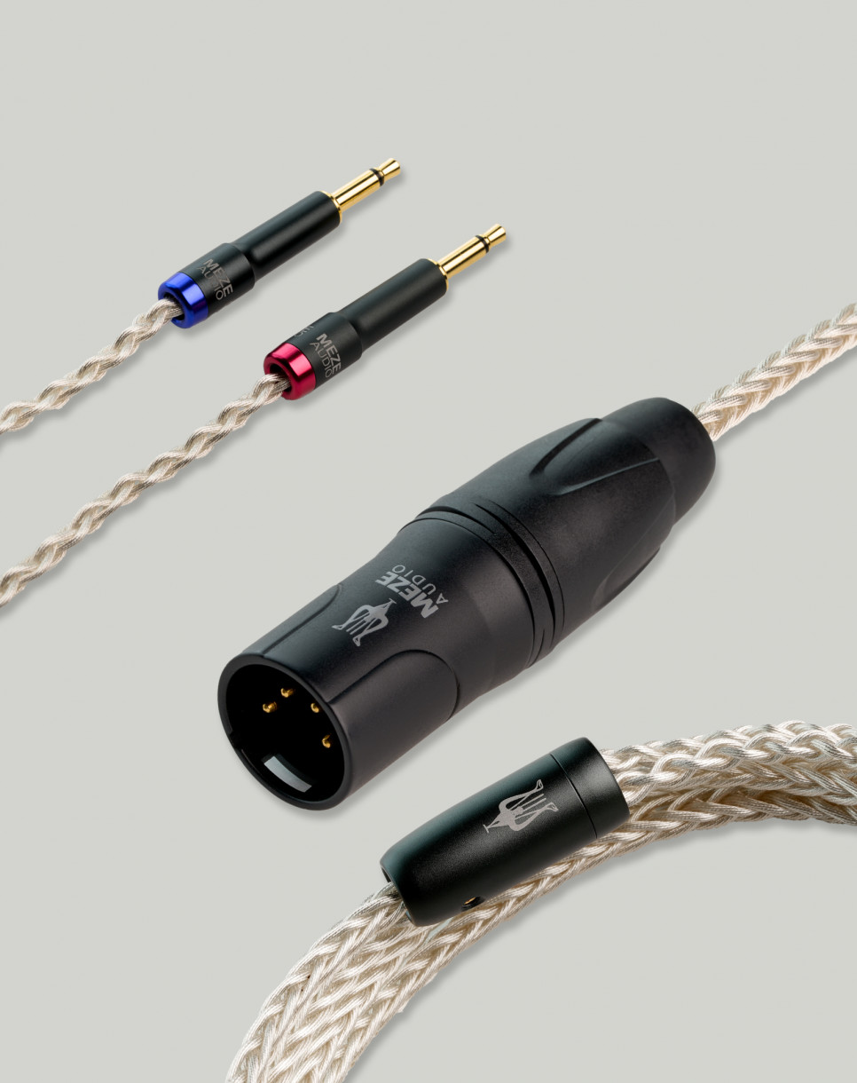 Premium mono 3.5 mm - 4 PIN XLR balansoitu PCUHD kuulokekaapeli, hopeoitu