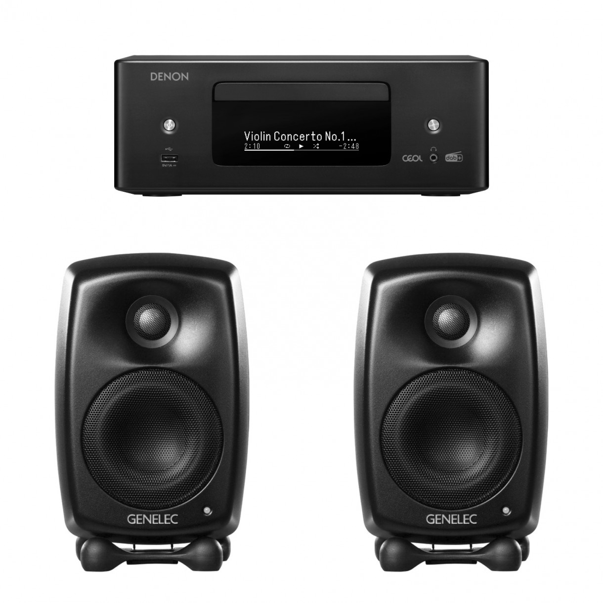 Stereopaketti Denon RCD-N12 + Genelec G Two, musta Stereopaketti Denon RCD-N12 + Genelec G Two, musta
