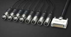 ALVA Digital Breakout-Cable, AES/EBU 110 Ohm Pro-Series (Tascam Format) , D-Sub 25 male 4 x XLR3 male + 4 x XLR3 female, black, 3m