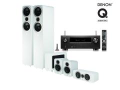 Denon AVR-X2800H + Q Acoustics Q3050i 5.1-kotiteatteripaketti, valkoinen Denon AVR-X2800H + Q Acoustics Q3050i 5.1-kotiteatteripaketti, valkoinen