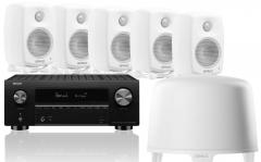 Kotiteatteripaketti Denon AVC-X3700H + Genelec G One ja F One 5.1-kaiutinjärjestelmä, valkoinen Kotiteatteripaketti Denon AVC-X3700H + Genelec G One ja F One 5.1-kaiutinjärjestelmä, valkoinen