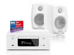 Stereopaketti Denon RCD-N10 preout + Genelec G One, valkoinen Stereopaketti Denon RCD-N10 preout + Genelec G One, valkoinen