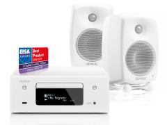 Stereopaketti Denon RCD-N10 preout + Genelec G Two, valkoinen Stereopaketti Denon RCD-N10 preout + Genelec G Two, valkoinen