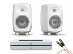 Stereopaketti Bluesound NODE N130 + Genelec G Three, valkoinen Stereopaketti Bluesound NODE N130 + Genelec G Three, valkoinen