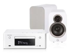 Stereopaketti Denon RCD-N10 + Q Acoustics Q3010i kaiutinpaketti, valkoinen Stereopaketti Denon RCD-N10 + Q Acoustics Q3010i kaiutinpaketti, valkoinen
