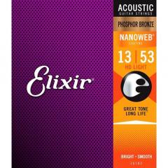 Elixir Nanoweb Phosphor Bronze HD Light 13-53 akustisen kitaran kielisarja