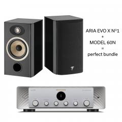 Stereopaketti Marantz MODEL 60n hopea + Focal Aria EVO X N°1, musta Stereopaketti Marantz MODEL 60n hopea + Focal Aria EVO X N°1, musta