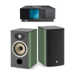 Stereopaketti Naim Uniti Atom HDMI + Focal Aria EVO X N°1 jalustakaiuttimet, sammaleen vihreä Stereopaketti Naim Uniti Atom HDMI + Focal Aria EVO X N°1 jalustakaiuttimet, sammaleen vihreä